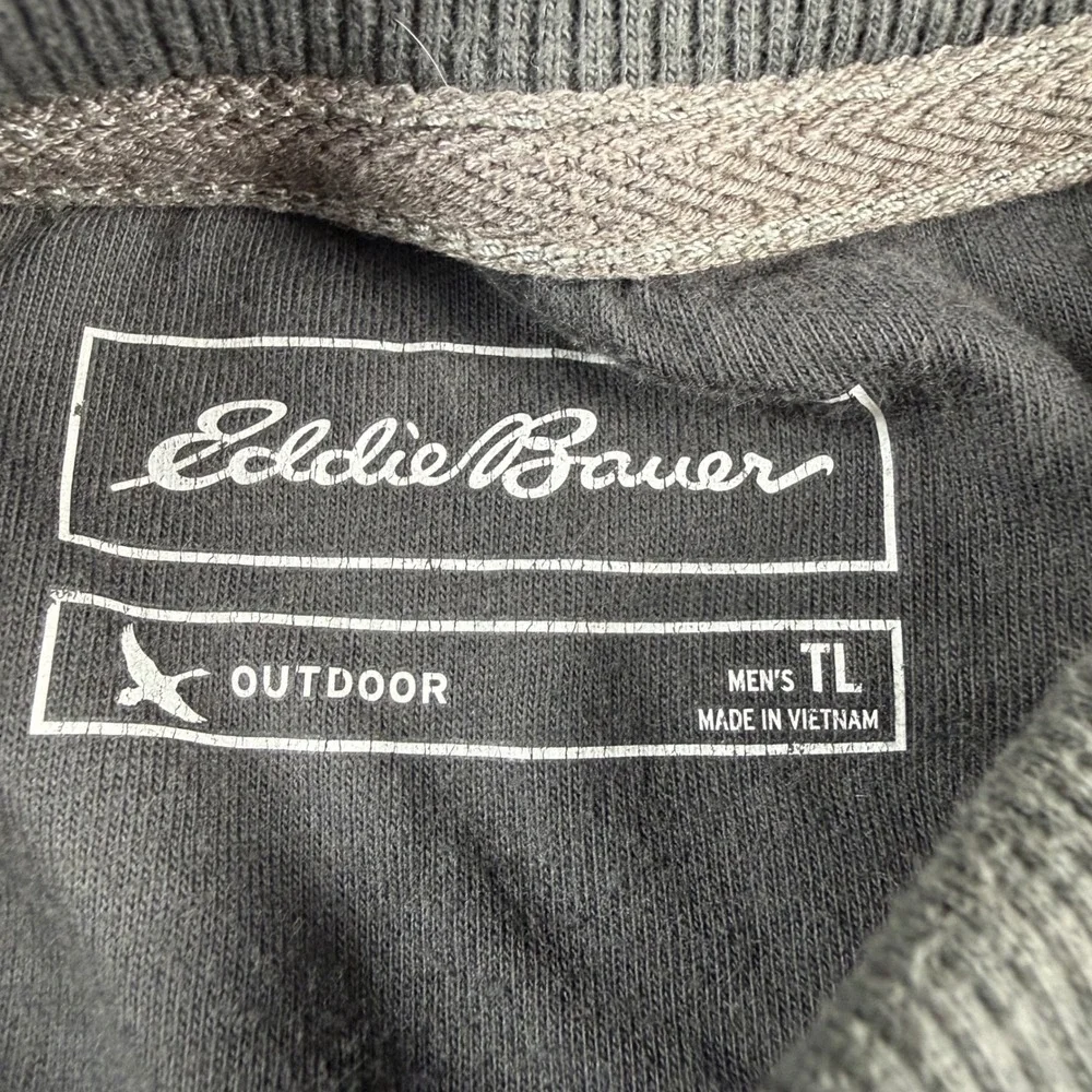 Eddie Bauer Henley Shirt Mens TL Grey Camo Waffle Knit Outdoor Long Sleeve‎
